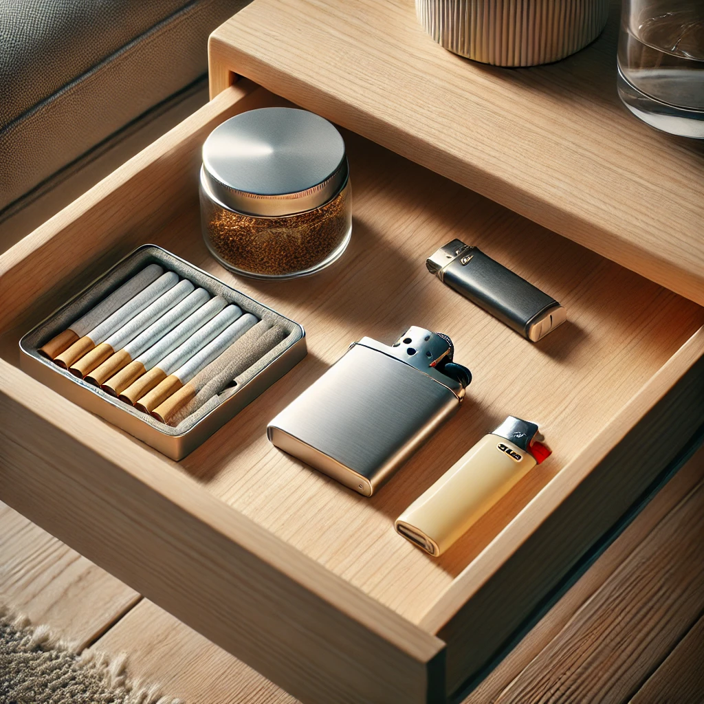 Drawers offering dark storage for tobacco and cigarettes