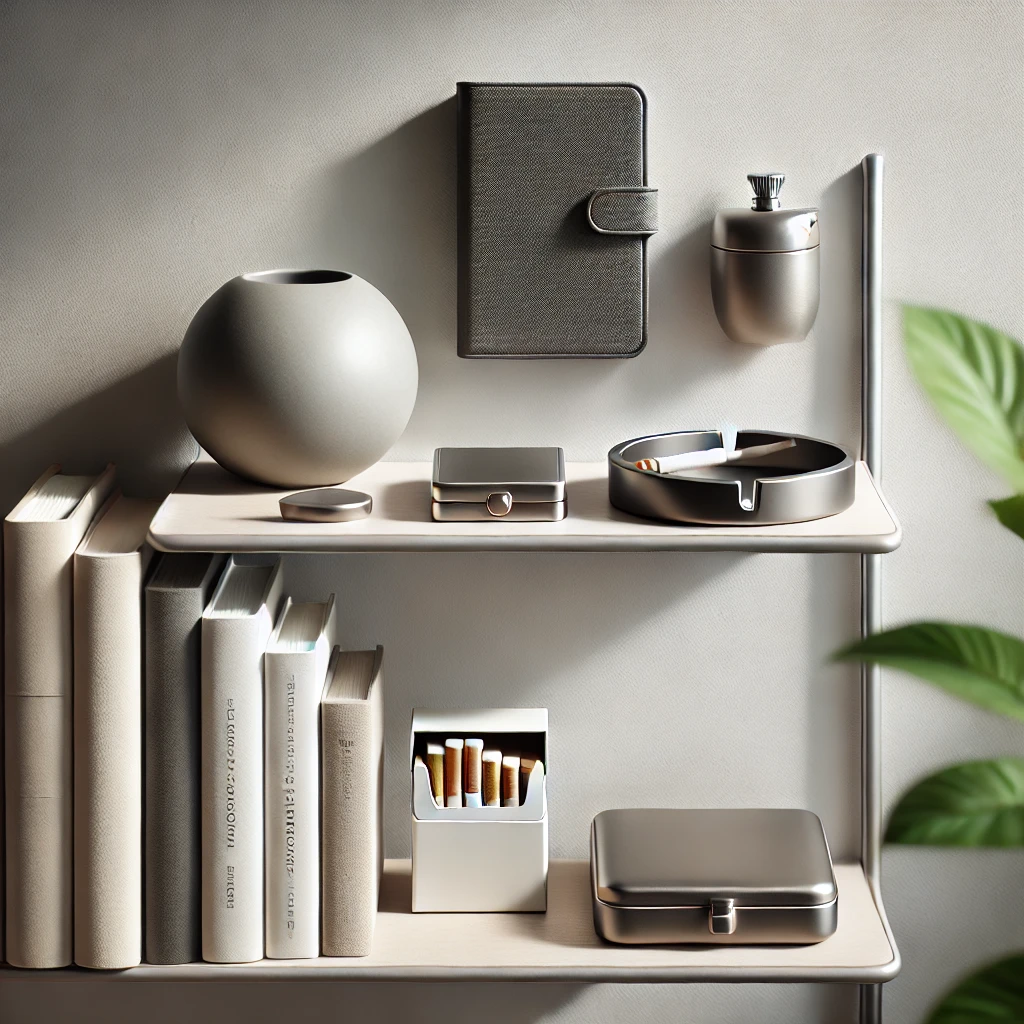 Modern Ashtray on Stylish Shelf